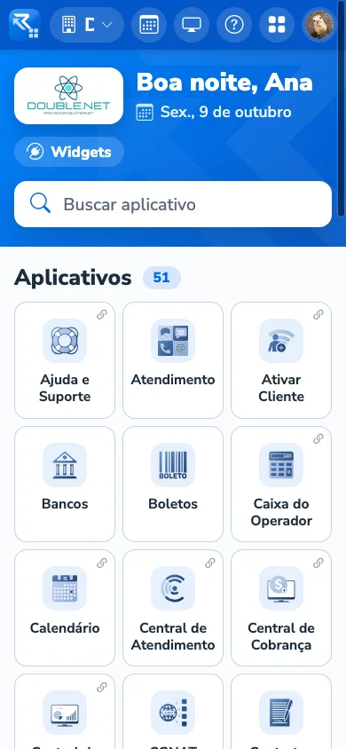 A mesma tela inicial no celular